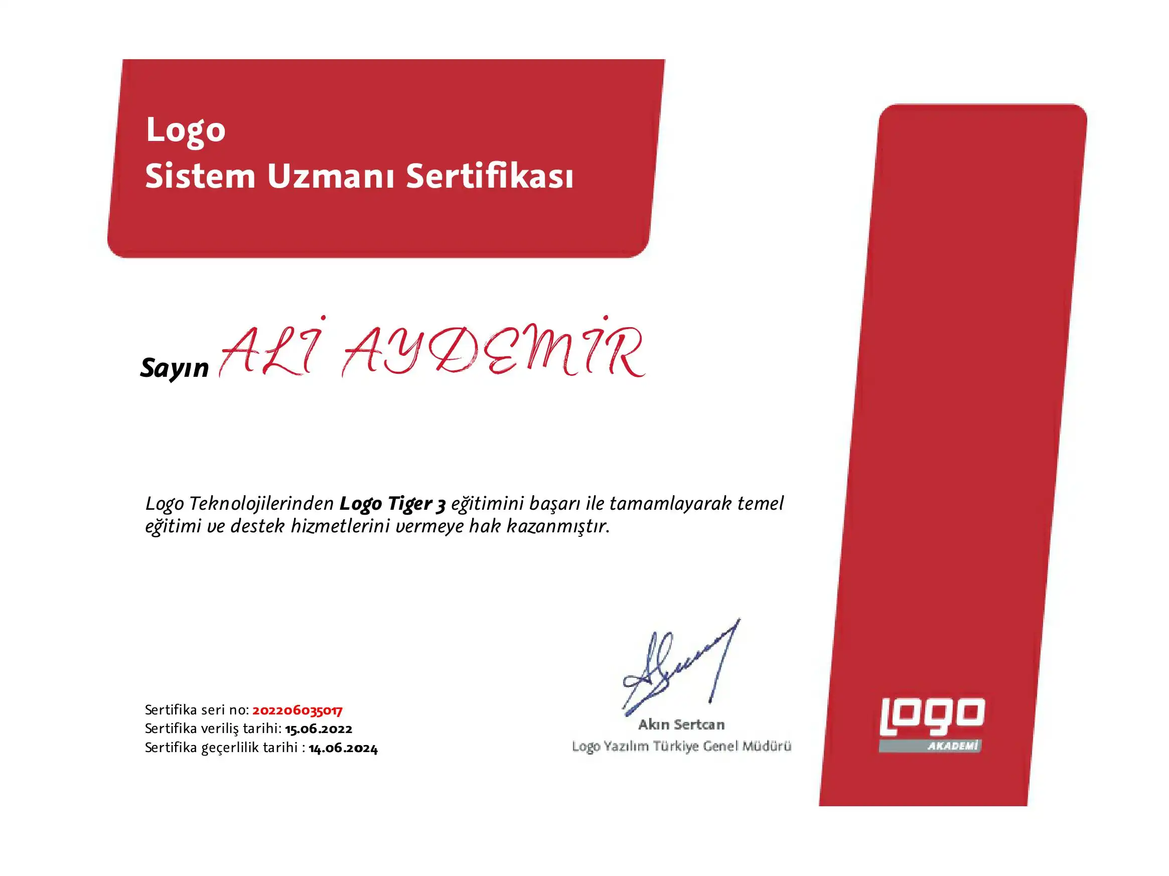 Logo Çözüm Ortağı Sertifikası